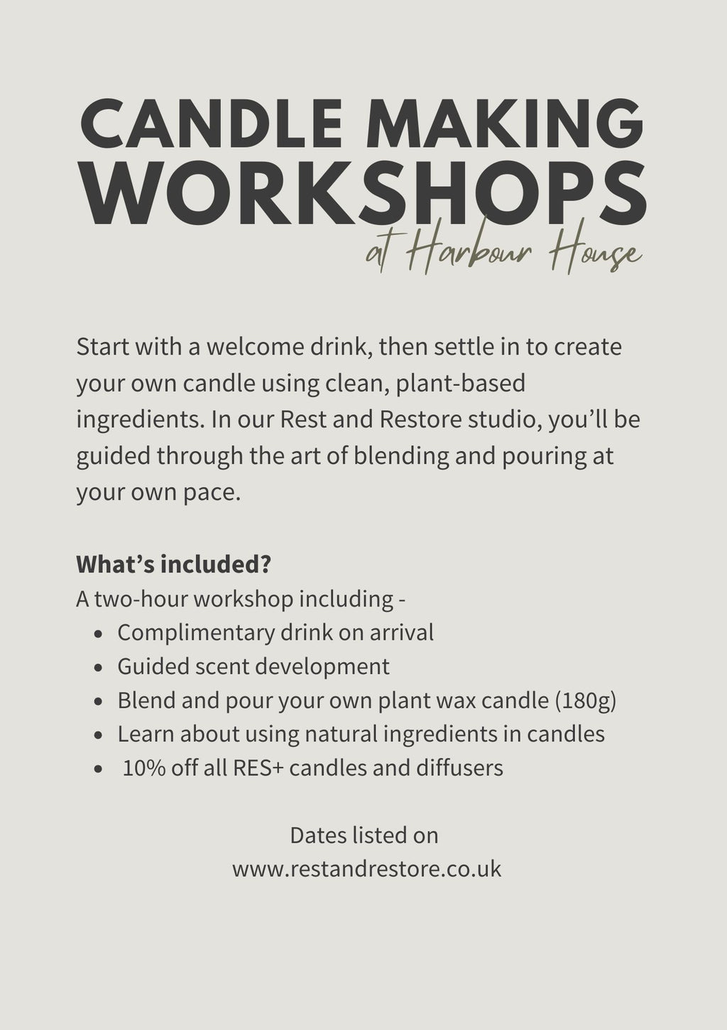 Candle Making Workshop at Harbour House